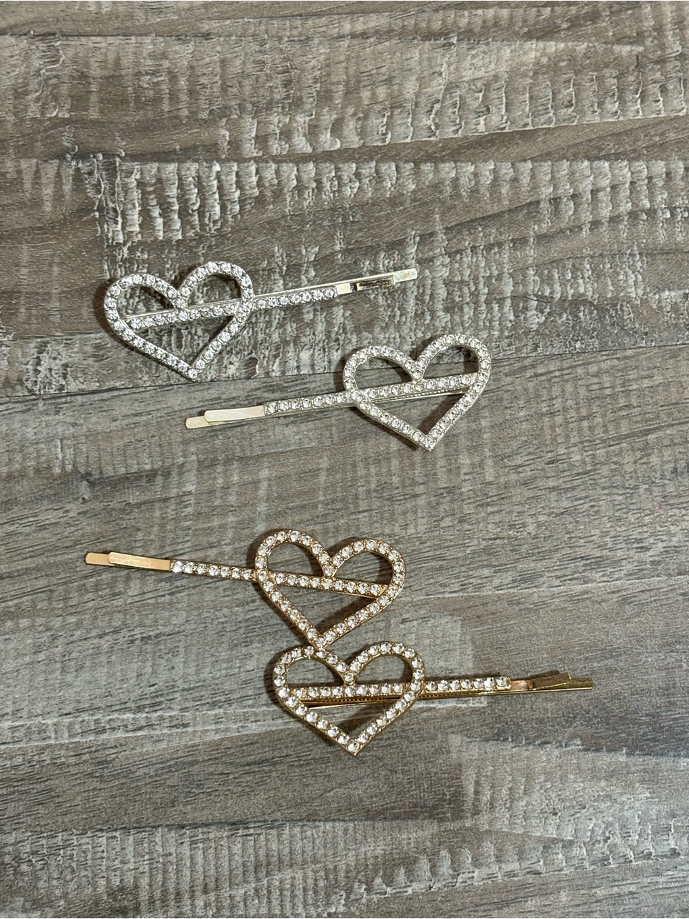 ! NEW! Women’s Cute Blinged Gold Silver Heart Hair Clips Hairpin Accessories